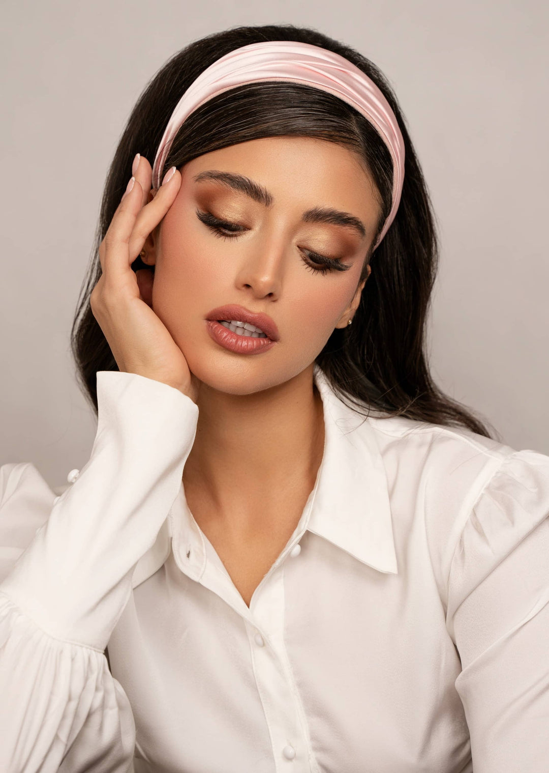 Grace hand-draped satin headband, wide and comfortable, Luvertta