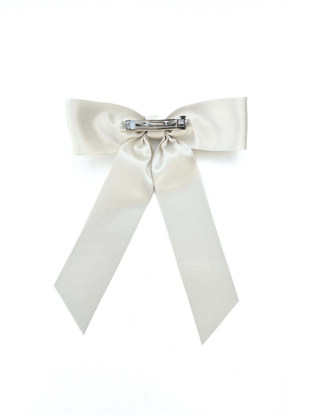 Charlotte hand-tied satin bow barrette in hot pink, Luvertta