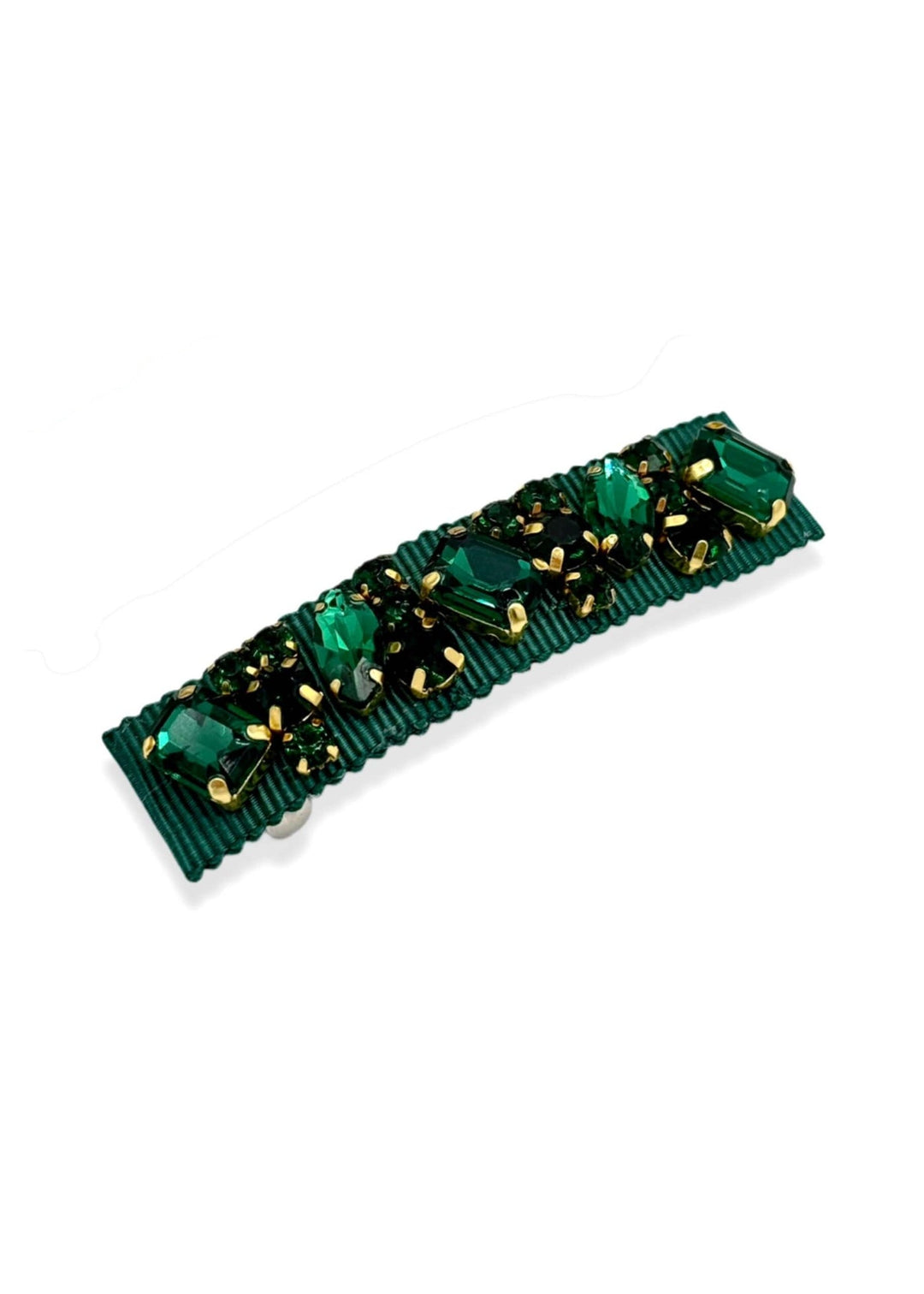 Small Lauren crystal hair barrette in forest green, Luvertta