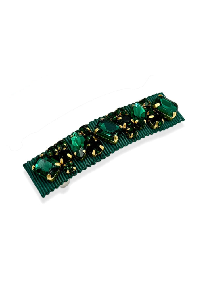 Small Lauren crystal hair barrette in forest green, Luvertta