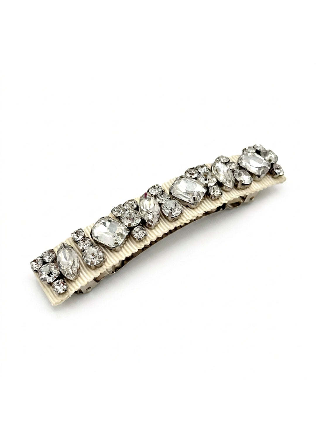Large Lauren crystal hair barrette in off white, Luvertta