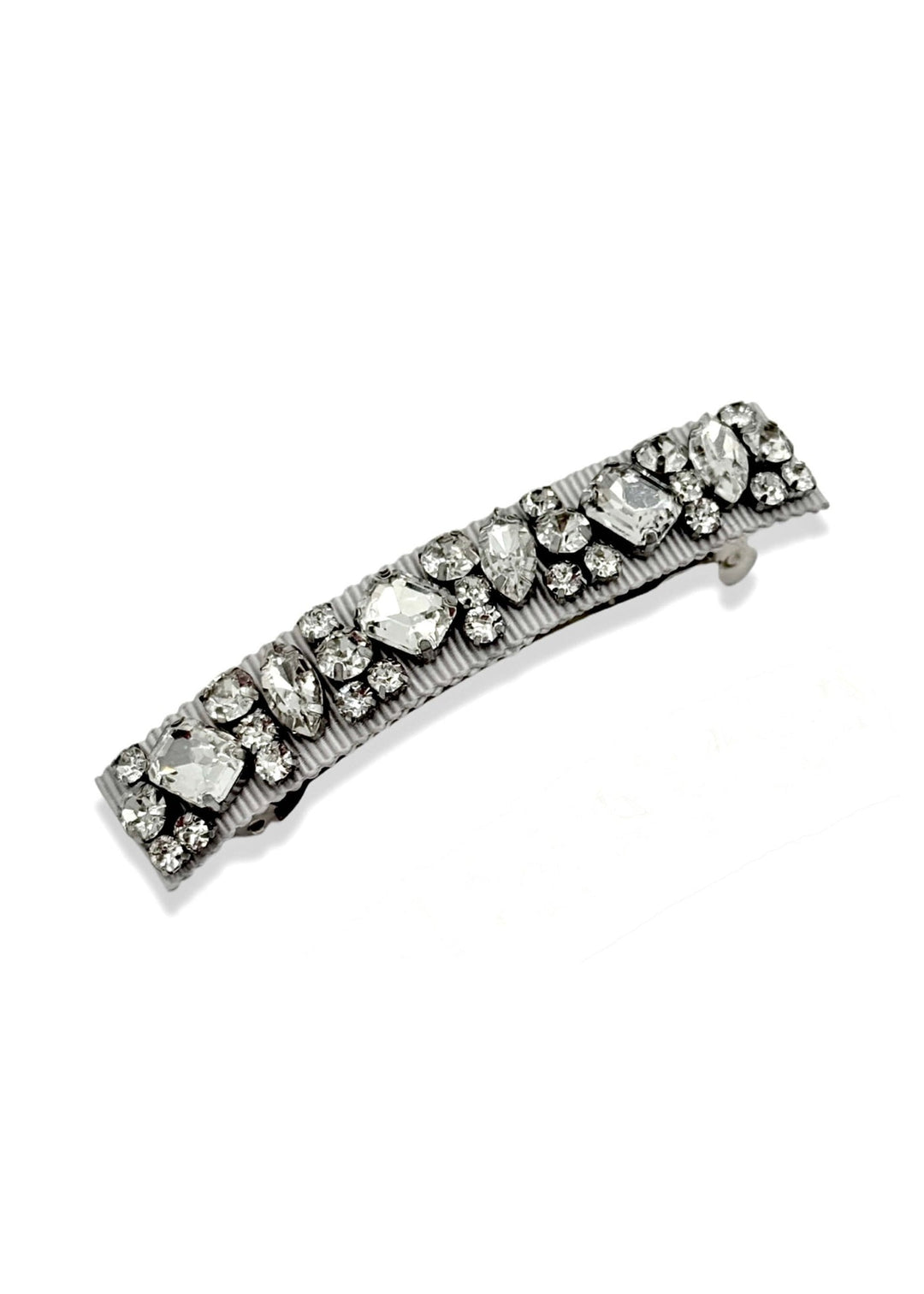 Large Lauren crystal hair barrette in silver, Luvertta