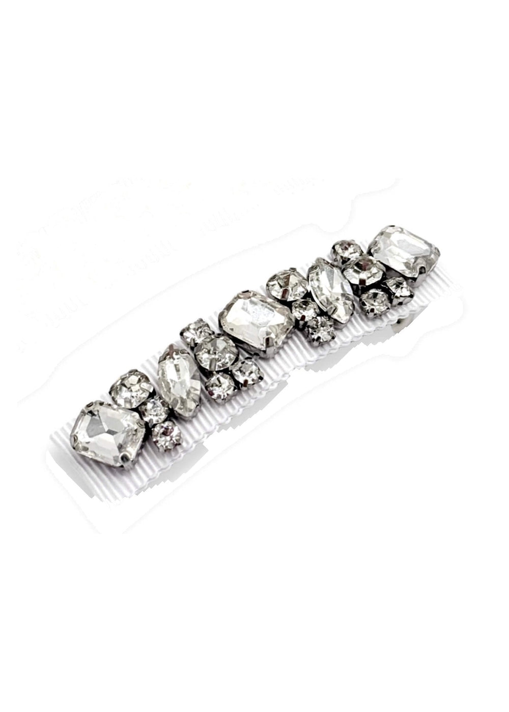 Small Lauren crystal hair barrette in white, Luvertta