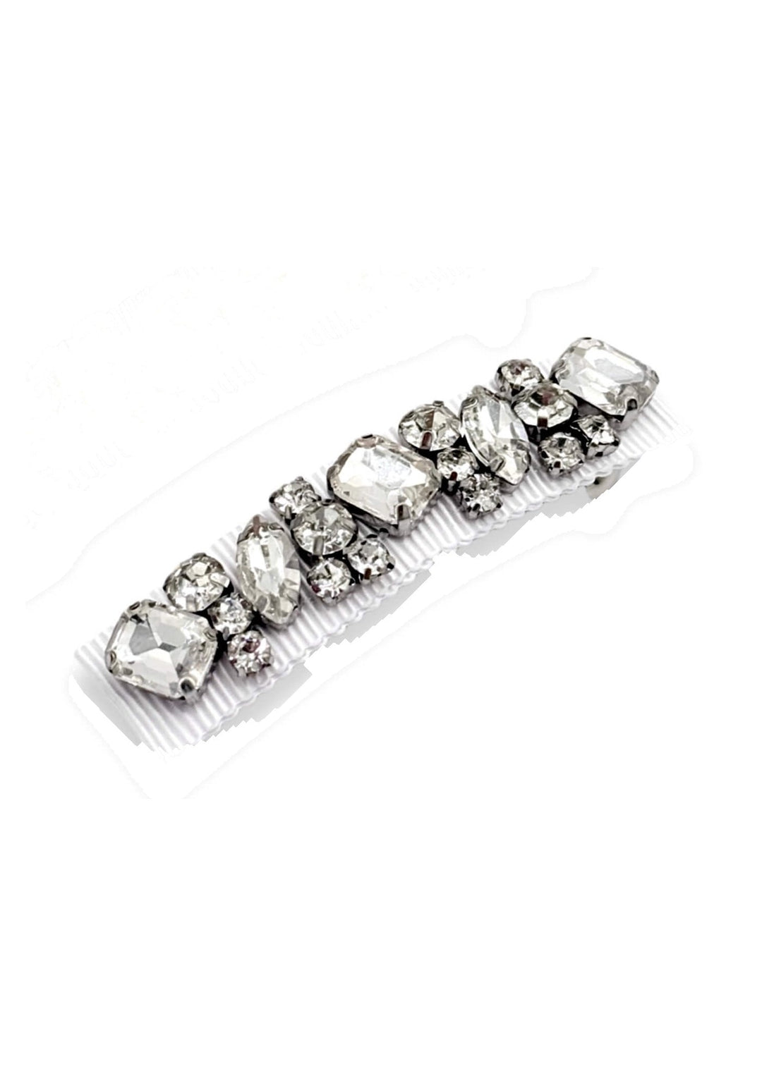 Small Lauren crystal hair barrette in white, Luvertta