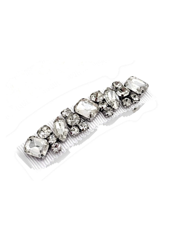 Small Lauren crystal hair barrette in white, Luvertta