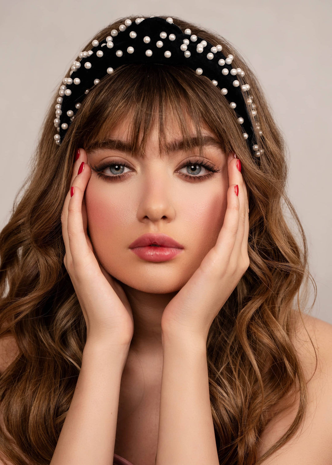 Megan pearl headband in canvas, handmade, Luvertta