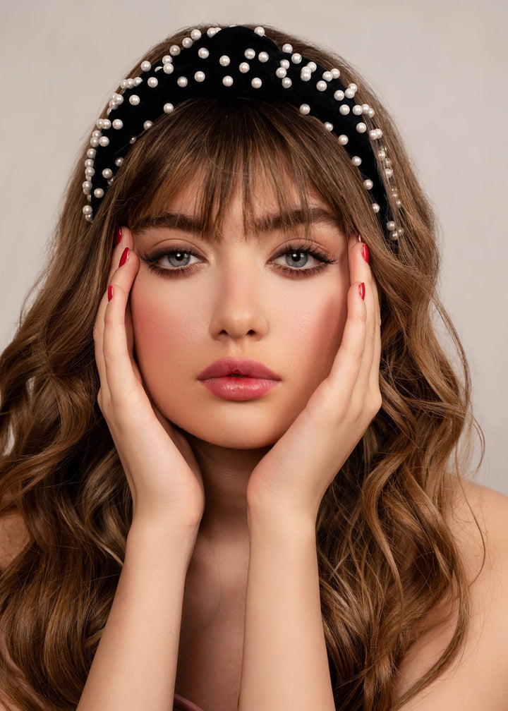 Megan pearl headband in canvas, handmade, Luvertta