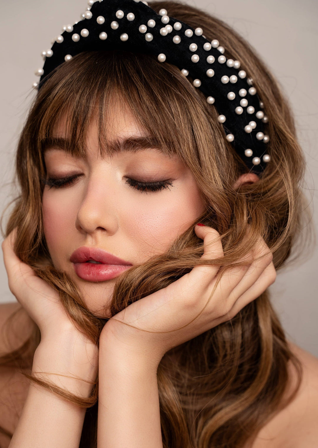Megan pearl headband in canvas, handmade, Luvertta