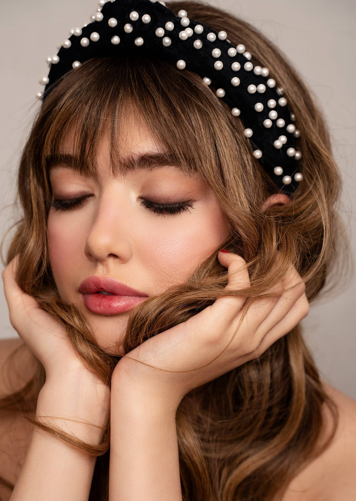 Megan pearl headband in canvas, handmade, Luvertta