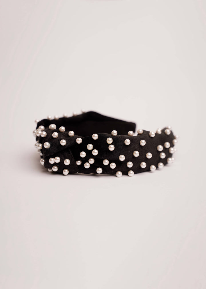 Megan pearl headband in velvet, handmade, Luvertta