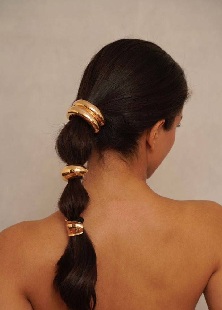 Large 18K gold-plated hair tie cuff, hypoallergenic and waterproof, Luvertta