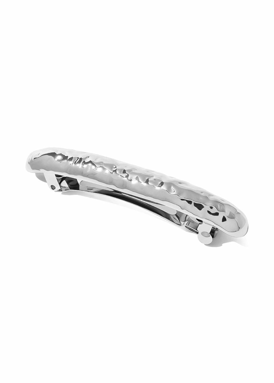 Hammered hair barrette clip in 18K gold plate, hypoallergenic and waterproof, Luvertta