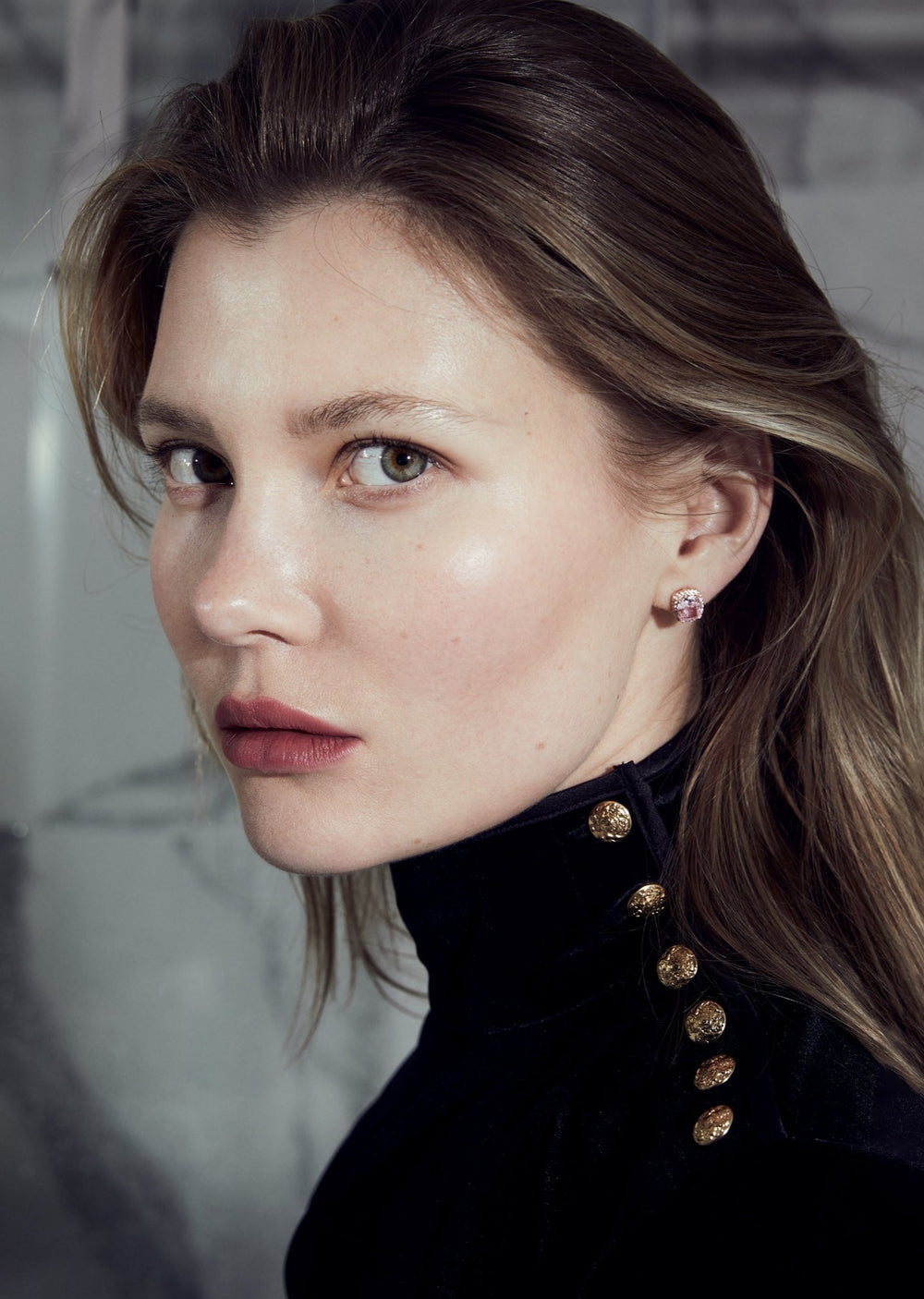Rosaline pink stud earrings, hand-finished and hypoallergenic, Luvertta